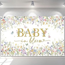 Avezano Baby in Bloom Backdrop Wildflower Shower Party 6x3.6ft, Blue