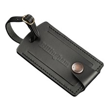 Image of Billingham Black Brass Antique Stud Luggage Tally - Real Tanned Leather