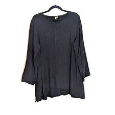 Kleen Asymmetrical Linen Blend Tunic Top Lagenlook Thick Size L