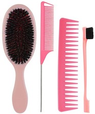 Boar Bristle Detangling Paddle Hair Brush for Curly Fine Straight Natural Tan...