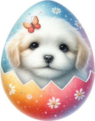 Aquarell Ostern Hund Ei Wandbild Schlafzimmer Laptop Vinyl Aufkleber Abziehbild 6 Größen