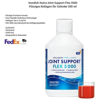 Swedish Nutra Joint Support Flex 5000 flüssiges Kollagen-Getränk mit MSM, 500 ml