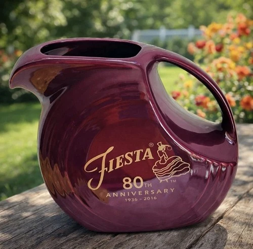 Fiesta Ware 80th Anniversary Edition Disc Pitcher Claret Homer Laughlin 67 oz