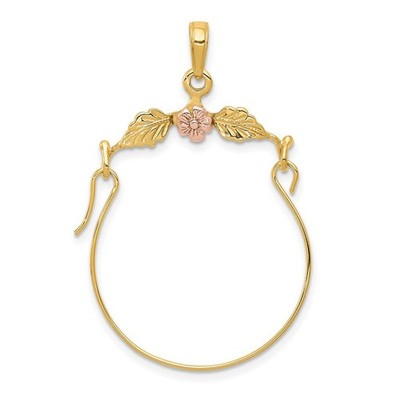 10k Bicolor Gold Blätter mit Blume Charm Halter Anhänger