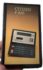Rare ancienne calculatrice portefeuille Citizen F-920 - comme neuve et emballée (marque Michelin)