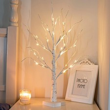 PEIDUO Artificial Tree for Christmas Decorations, 2FT Birch Tree with LED Lights