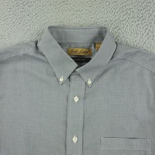 Roundtree Yorke Gold Label Shirt Mens Large Gray Check Short Sleeve Slim Fit