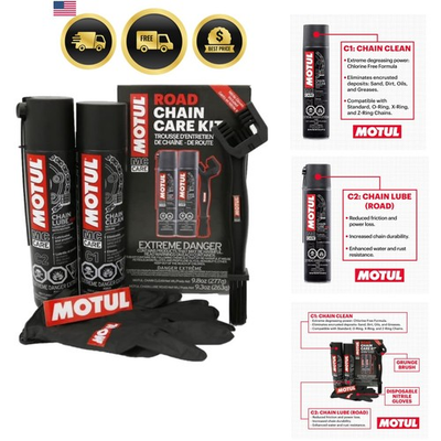 #ad #ad C1 Chain Cleaner and C2 Motorcycle Chain Lube Kit with Brush Gloves and Sti... $70.39