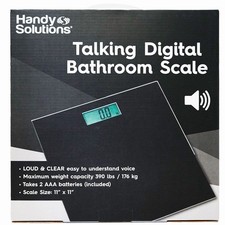 Handy Solutions Talking Digital Glass Bathroom Scale Black 390 lbs Capacity