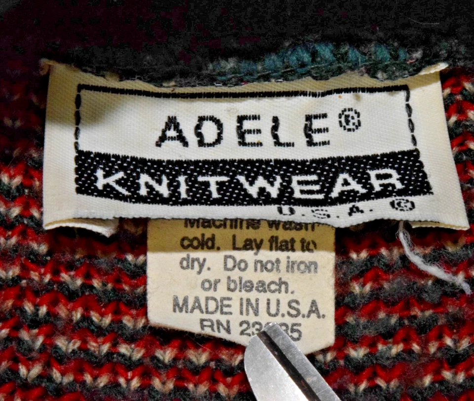Suéter Vintage Holliday Adele Talla L Años 70 80 Verde Rojo Vacaciones Corazones Hecho en EE. UU. Foto 3 de 4