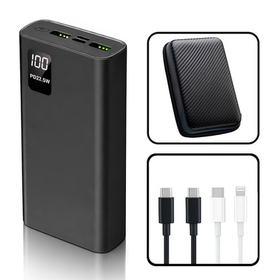 Powerbank 20000mAh 22,5W Batterie USB-C USB-A Schnellladen Carbon Schutzhülle