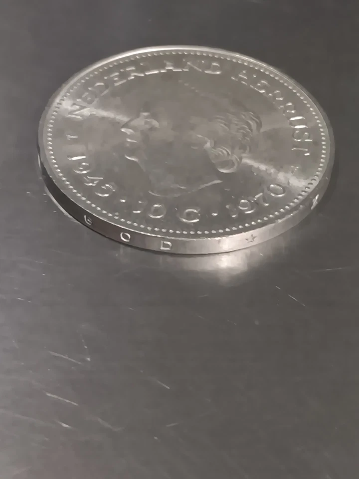 1945 10 G 1970 Nederlanden 10 Gulden 25g Silver Coin UNC Herrijst Netherlands  - Image 3 of 4