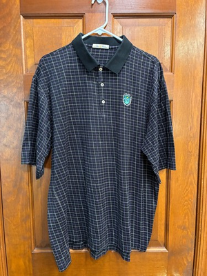 #ad Peter Millar Polo Shirt Mens XL Black Lowes Island Club Golf Short Sleeve $17.99