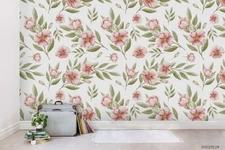 3D Fresh Floral Leaves Pattern Self-adhesive Removeable Wallpaper Wall Mural