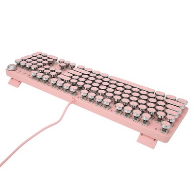 (902-7 Rosa Punk) Wired Mechanical Keyboard Blue Switch Punk Keycap Gaming