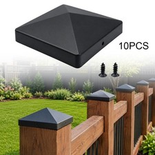 10 Pack Fence Post Caps 4x4inch Waterproof Plastic BlackActual Screws Durable