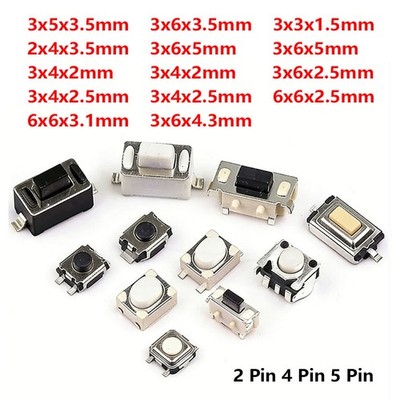 50Pcs 3mm Tactile Push Button Switch 2 Pin 4 Pin 5 Pin Tact Micro Switch SMD/DIP