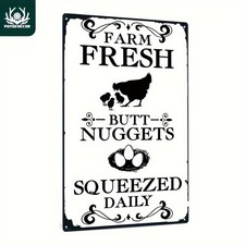 Putuo Chicken Vintage Tin Metal Signs Home D cor 8x12,Farm Fresh Butt Nuggets