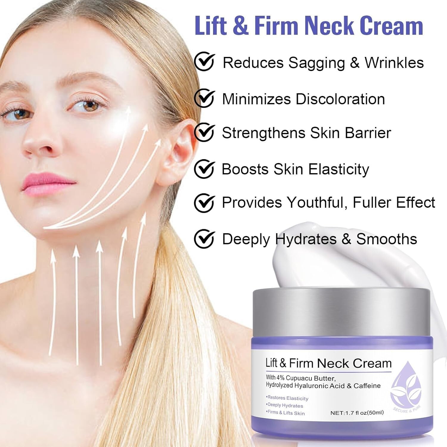 Neck Cream Firming & Lifting Anti-Aging Tightening Moisturizer for Crepey Skin