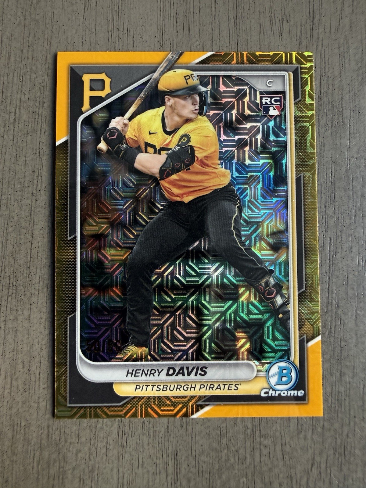 HENRY DAVIS🔥2024 Bowman Chrome #7 (RC) Gold Refractor 50/50🔥Pirates Color