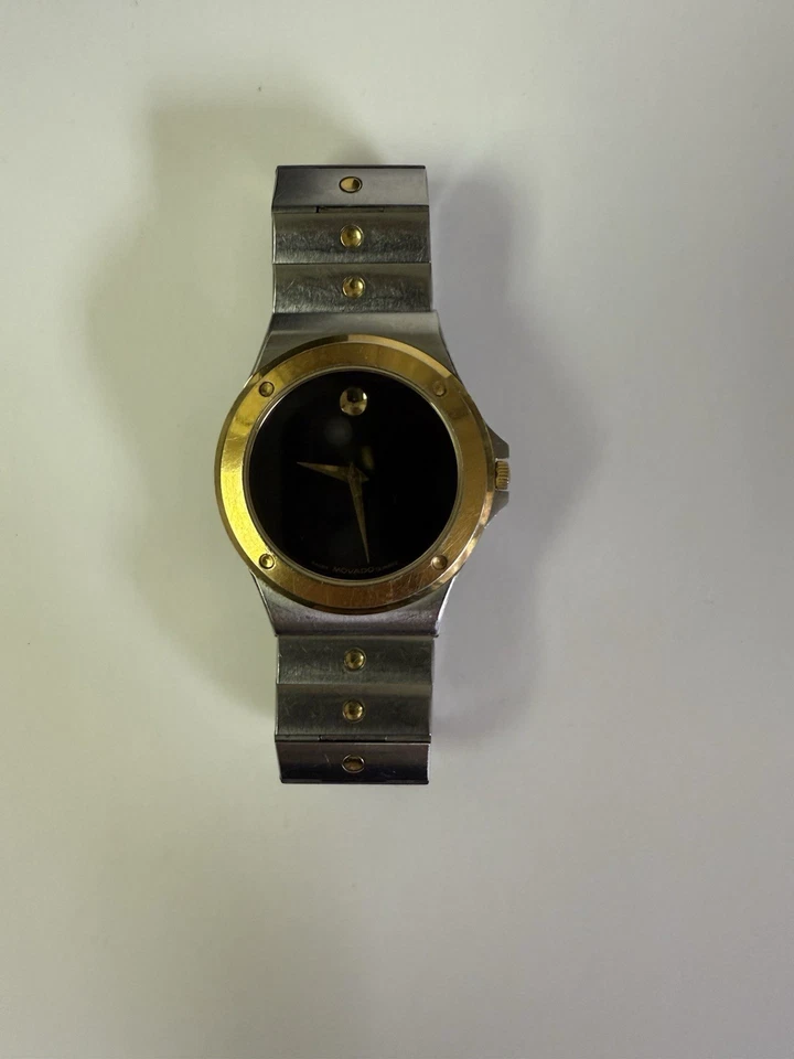 Reloj de cuarzo suizo Movado Museum 34 mm dos tonos oro/plata 81-G2-870 vintage Foto 3 de 4