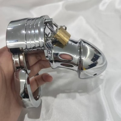 Metall Keuschheitskäfig Peniskäfig Ring Abschließbare Männer DE Chastity Cage