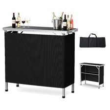 VINGLI Portable Bar Table W Black Skirt for Events Party Camping Picnic Weedings