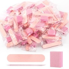 Disposable Manicure Kit 48 Sets Individually Wrapped with Mini Nail File Buffer