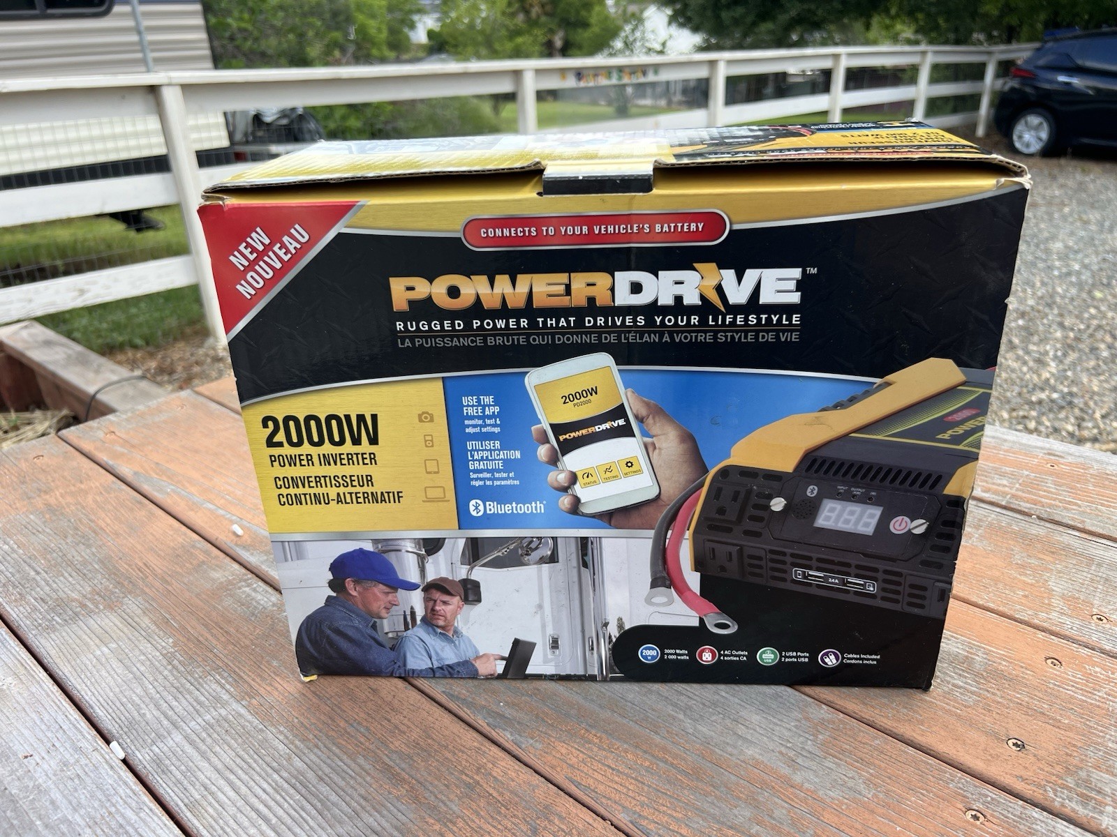 PowerDrive 2000 Watt Power Inverter Bluetooth, FREE- NEW 72”  0-Gauge cable 