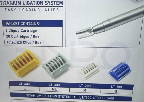 Box Of 20 Large Ligation Clips For Laparoscopy Lt400 Titanium Clips - Picture 4 of 4