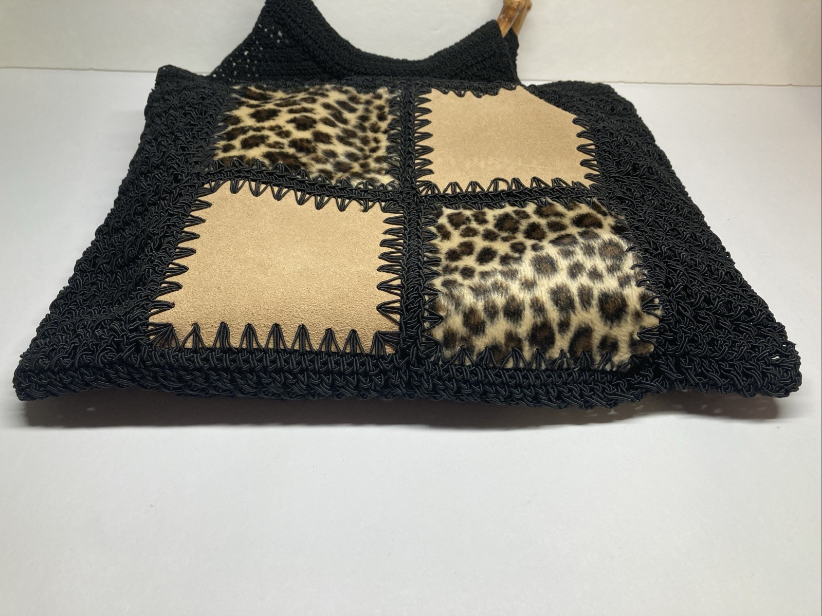 Vintage Chateau Macrame Black Patchwork Boho Wove… - image 7