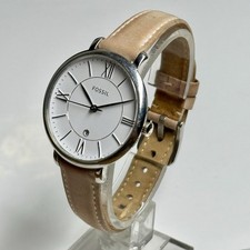 Fossil Womens Watch Silver Tone 36mm Leather Bands Roman Date Dial New Battery