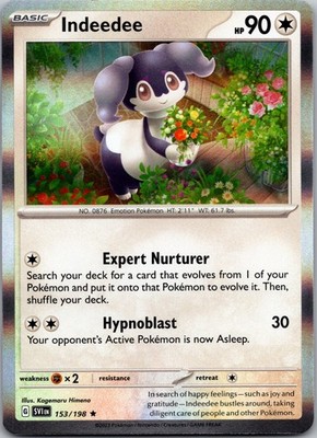 Indeedee 153/198 R Scarlet & Violet Pokemon Holo Near Mint