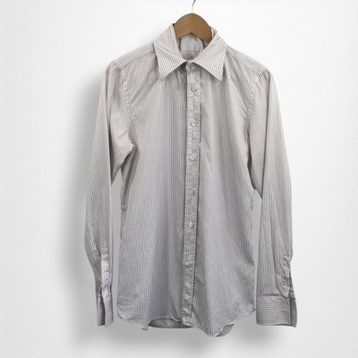 PRADA Long Sleeve Button Up Shirt - 39 / 15 1/2 - White & Purple Stripe