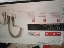 Delta 35891LFSP Becker Dual Handle Bathroom Sink Faucet with Drain Silver