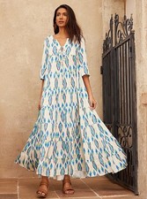 New Bohemian Long Sleeve Satiny Maxi Dress Sz XL