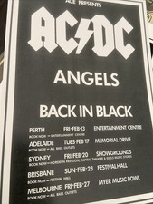 AC/DC Back In Black 1981 Australian Tour Flyer tamaño A4 impresión cardada LEER ANUNCIO