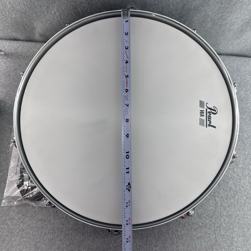 Pearl Steel Shell Snare Drum Chrome 14" X 6.5” With Stand & Case & Practice Pad - Picture 9 of 22