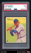 1933 Goudey #227 Billy Herman Cubs HOF PSA 3 - VG