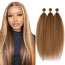 30 32 34 Inch P4/27 Brown Bundles Yaki Straight Bundles Human Hair Unprocessed