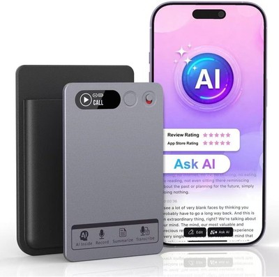 AI Voice Recorder, Transcribe & Summarize, Noise Cancellation 64GB APP Control