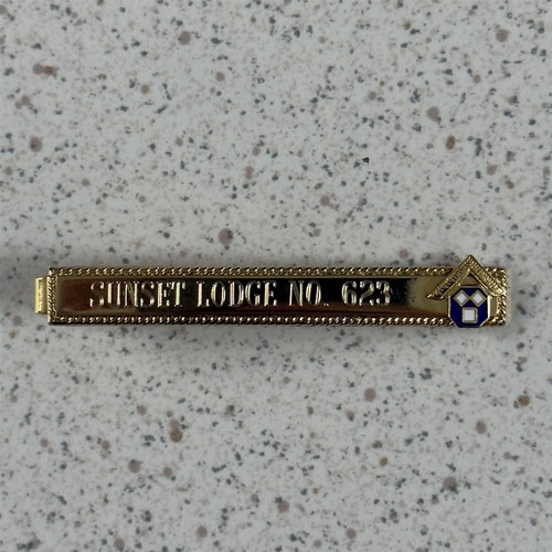 Sunset Lodge #623 Pennsylvania Past Master Apron Emblem Gold Tone Tie Bar #52223 - Picture 2 of 6