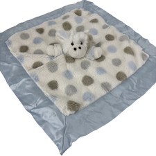 Little Giraffe Gray/White/Blue Polka Dot Security Blanket Lovey Satin Trim 16"