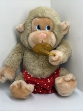 Vintage Russ Berrie  CO Chee Chee Monkey with Pacifier Plush 9  Diaper Red