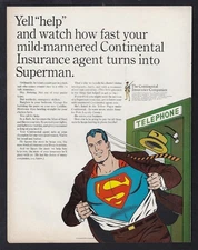 1964 CONTINENTAL INSURANCE Ad "your mild-mannered agent turns into Superman"
