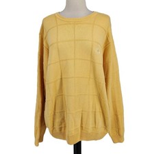 Vintage Izod Knit Sweater Yellow Logo Size Large