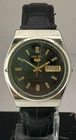 Vintage Formal Automatic Seiko5 Black Dial 6309 with "D/D" Watch Leather Strap