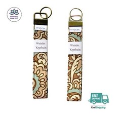 Boho Wristlet Keychain Handmade Fabric Key Fob Vintage Floral 5.9x1 in