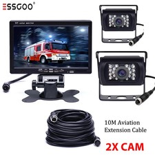 7" LCD Monitor Rückfahrkamera Set + 2 x Rückseiten Kamera Bus LKW