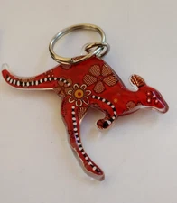 Red Flower Print Kangaroo Keyring